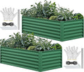 YITAHOME 6x3x2ft 2pcs Large Raised Garden Bed Kit, Galvanized Metal Planter Box with Gloves, Ground Nails, Support Rod, Outdoor Above Ground Planters for Plants Vegetables Flowers, Green