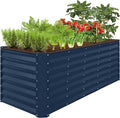 Best Choice Products 8x2x2ft Raised Outdoor Metal Garden Bed, Deep Root Box Planter for Vegetables, Flowers, Herbs, 240 Gallon Capacity, 100% Non Toxic Materials - Navy