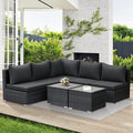 NICESOUL 7 Piece Modern Outdoor Conversation Sets, 29.3'' High Back Comfy Wicker Patio Modular Sectional with Side Tables, Extra Large and Deep Size L-Shaped Couch Furniture for Backyard Porch, Grey