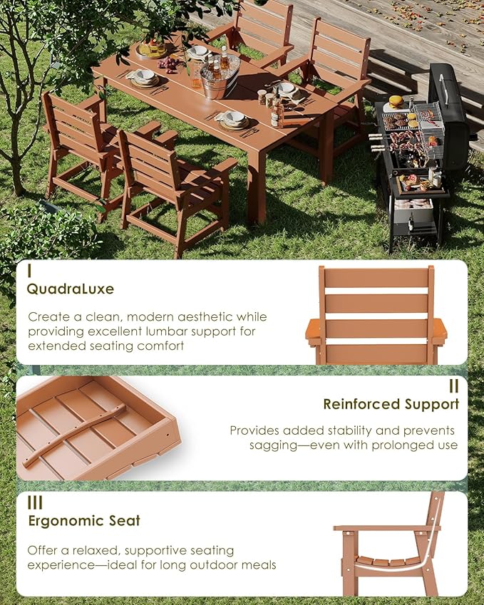 GREENVINES Outdoor Dining Chair | HDPE | Patio Chairs | All-Weather | Teak