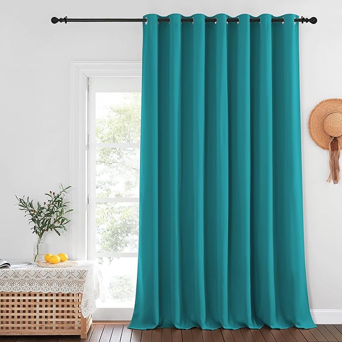 NICETOWN Peacock Teal Blackout Curtains for Bedroom/Living Room 132 Inch Length - Thermal Insulated Room Darkening Grommet Top Window Curtains (100 by 132 - Inch, 1 Panel)