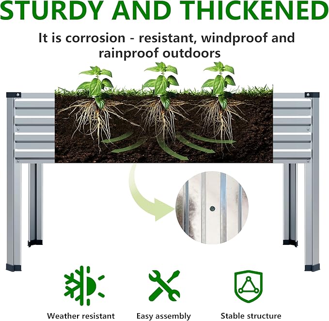 Galvanized Raised Garden Bed with Legs,2PCS 48×24×30in Elevated Planter Box for Backyard,Outdoor Garden, Patio, Balcony, 350lb Capacity,Silver
