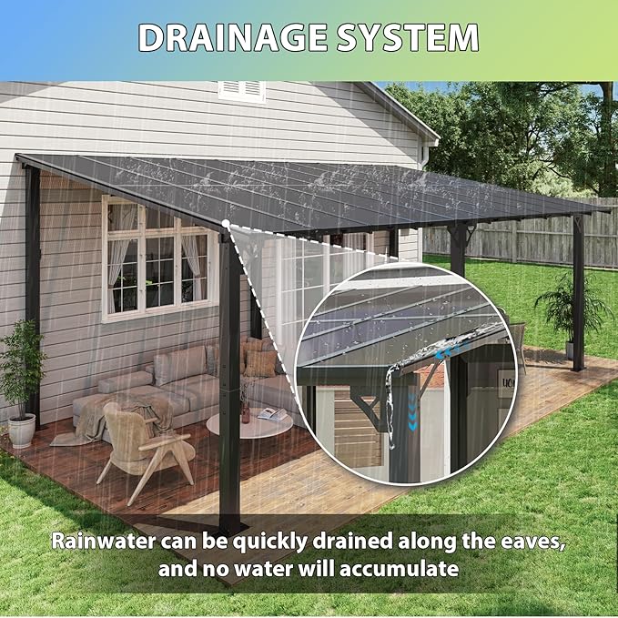 Aoxun 20'x10' Gazebo for Patio, Premium Pergola with Sloped Roof, Large Wall-Mounted Heavy Duty Awnings, for Backyard, Patio, Deck and More