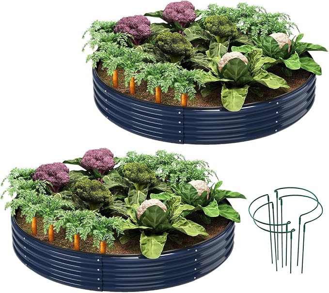 Galvanized Metal Planter Raised Garden Bed Kit for Gardening Outdoor Garden Box Raised Flower Bed 2PC Blue 3X3X1FT