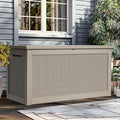 YITAHOME XXL 260 Gal Large Deck Box, Outdoor Resin Storage Box, Rattan Storage Container for Patio Furniture, Garden Tools, Waterproof, Lockable (Brown)