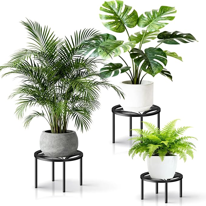 TOSKING 2-Pack Plant Stands - Heavy Duty Low Plant Stand, No Assembly Required Risers for Potted Plants Indoor and Outdoor, Ready to Use(10.24" Diameter)