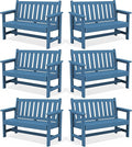 SERWALL Outdoor Bench, HDPE Outdoor Benches Weatherproof, 2-Person Garden Bench with 660 lbs Weight Capacity, Patio Benches for Outdoors, Garden, Porch, Backyard and Park, Navy, 6 Pack