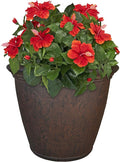 Sunnydaze 24-Inch Anjelica Large Plastic Pot for Plants - Outdoor Double-Walled Large Plastic Planter with Drillable Drainage Holes- Rust
