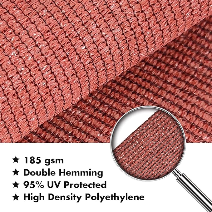 KANAGAWA 14'X24' Rust Red Custom Size Sun Shade Sail Rectangle UV Block Canopy Cover for Patio Backyard Lawn Garden Outdoor (Customized Available)