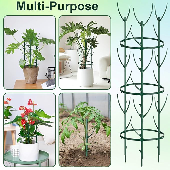 18 Pcs Plant Support Stakes & Plant Cage Support Rings, Plant Supports for Indoor Plants, Stackable Plant Holder Stick, Small Plants Potted Plants Flower Other Climbing Plants (6.4 "Wide X 11" High)