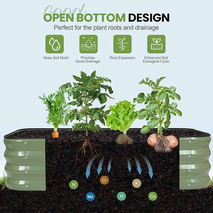 2Pcs 3-in-1 Adjustable Raised Garden Bed Kit | Galvanized Planter Boxes for Vegetables, Flowers | 12" Tall, Multiple Sizes (4x2x1ft, 3x3x1ft, 5x1x1ft) | Outdoor Metal Raised Bed for Gardening, , Green