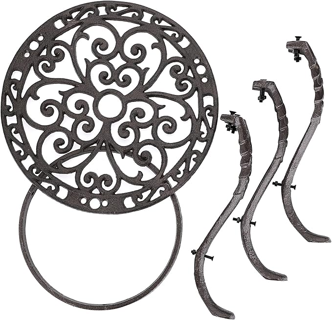 OwnMy Heavy Duty Cast Iron Plant Stand Vintage Iron Flower Pot Holder, Rustic Decorative Round Potted Plant Stand Rack, Indoor Outdoor Metal Plant Holder for Home Garden
