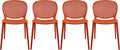 2xhome Set of 4 Patio Dining Chairs | Modern Stackable Outdoor Pool Side Chair | Weather Resistant Plastic for Yard, Porch, Balcony, Kitchen, Orange