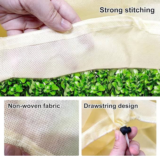 4 Pcs Rectangular Planter Box Cover Freeze Protection, Flower Box Covers Winter Frost Blanket with Drawstring for Outdoor Plants Balcony Windowsill Raised Beds(39.3x17.7x15.7 Inch)
