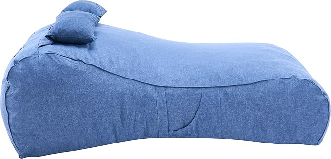 Merax Outdoor Bean Bag Chair Sun Lounger for 2 Adult, 73" Big Comfy Outdoor Bean Bag Daybed Couch with Headrest, Water-Resistant Fabric Patio Chaise Lounger Chair for Pool Balcony Beach Deck, Blue