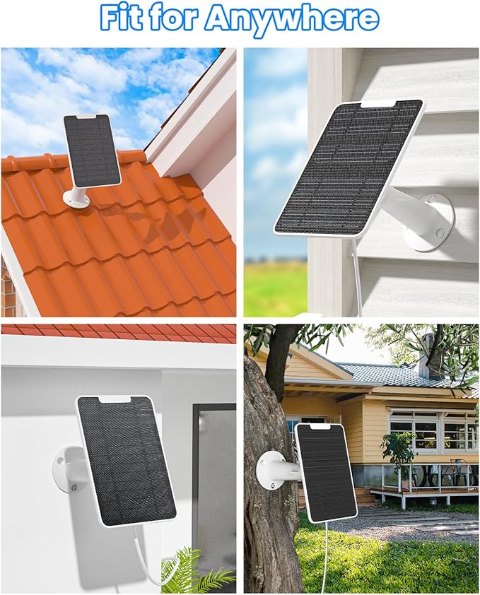 5W Arlo Solar Panel Charger Compatible with Arlo Essential Spotlight/XL Spotlight Camera, Arlo Essential Solar Panel Charger w/ 10ft Waterproof Micro USB Charging Cable, Adjustable Wall Mount, 2 Pack
