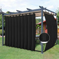 Easy-Going Outdoor Patio Curtains Detachable Tab Top Windproof Weatherproof Curtain for Cabana, Porch, Pergola and Gazebo, Tab Bottom Drape, 2 Panels, 110W x 84L inch, Black