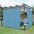Easy-Going Outdoor Patio Curtains Detachable Tab Top Windproof Weatherproof Curtain for Cabana, Porch, Pergola and Gazebo, Tab Bottom Drape, 2 Panels, 110W x 96L inch, Sky Blue