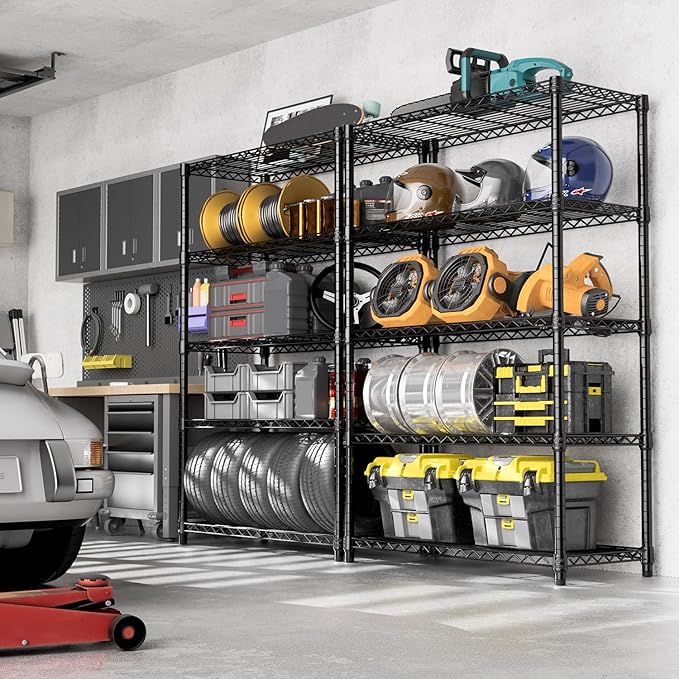 1750 lbs Steel Storage Shelving 5-Tier Utility Shelving Unit Steel Organizer Wire Rack for Home,Kitchen,Office,Garage, 1750 LBS Capacity 17.7" D x 47.2" W x 72.3" H