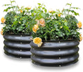 GARDMAX 2 Pack 2x2x1FT Galvanized Round Raised Garden Bed Kit, Metal Planter Boxes Outdoor with Easy Assembly, Large Garden Bed for Vegetables, Fruits, Flower, Herbs Milk White