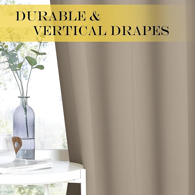 NICETOWN Taupe Blackout Curtains 84 inch Length, Grommet Top Room Darkening Drapes for Bedroom Living Room, Light Blocking Window Covering for Privacy (W66 x L84 Inch, 1 Panel)