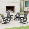 LUE BONA Outdoor Rocking Chairs Set of 4, Weather Resistant HDPS Poly Rocker Chairs, 350lb Heavy Duty, Oversized Porch Rocker for Adult, High Back Smooth Rocking Chairs for Outdoor & Indoor, Gray
