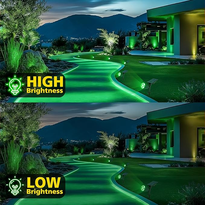 T-SUN Green Solar Spotlights, Green Solar Lights Outdoor, Auto-ON/Off 180°Angle Adjustable Solar Lights for Tree, Patio, Yard, Garden, Driveway, Pool Area (Green-2pack)
