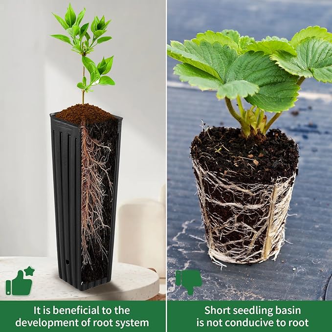 50 Pcs Plastic Deep Nursery Treepots, 9.8" Tall Nursery Tree Pots, Flower Plant Container Pots for Indoor Outdoor Use