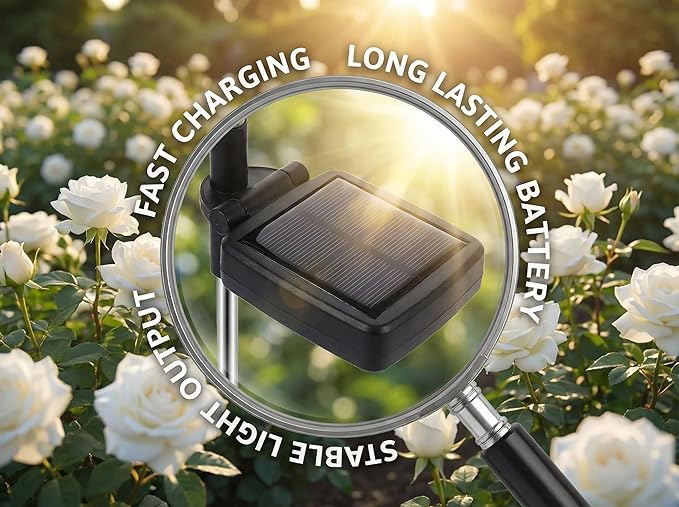 Solar Garden Rose Lights by FANCYPOP, 2 Pack Most Realistic 12 LED Flower Stake Lights, IP65 Waterproof 7 Color Changing Solar Decor for Walkway/Graveyard, Heartwarming Gifts for Grandma & Mom, White
