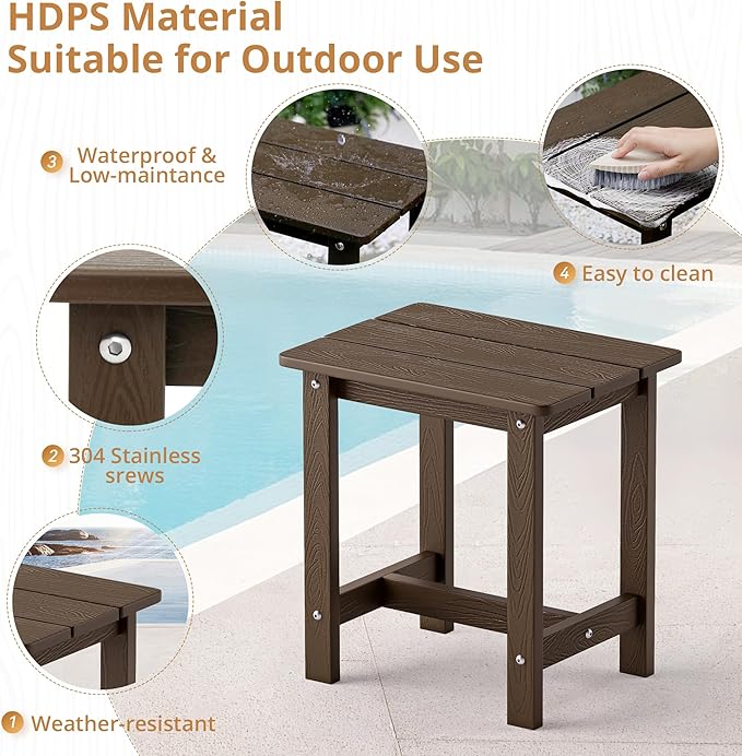 LUE BONA Outdoor Rocking Chairs Set, 3-Piece, Poly Porch Rockers with Table, Plastic Weather Resistant Rocking Chair Set for Outdoor Indoor, Garden, Backyard, 350lb, Brown, Chairs+Table
