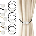 Hion Magnetic Curtain Tiebacks Black 6 Pack, Curtain Tiebacks Buckles Holdbacks Holders Hooks Clip for Home Bedroom Office Decorative Thick or Thin Curtain