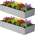 8x2x1 ft(2 Pack) Galvanized Raised Garden Bed,Outdoor Planter Box Metal Patio Kit Planting Bed for Vegetables Flowers and Succulents,Silver
