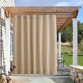NICETOWN Outdoor Curtain for Patio Waterproof, Rustproof Grommet Top and Bottom Weighted Outdoor Divider Windproof Thermal Insulated Drape for Balcony/Cabana, Biscotti Beige, 1 Panel, W100 x L108