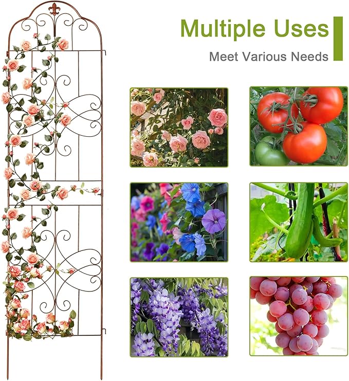 hogardeck 4 Packs 84 * 19 inch Metal Garden Trellis for Climbing Plants Outdoor,Heavy Duty,Coating Rustproof Trellis for Rose, Vegetable, Flowers, Expandable,Perfect for Training Climbing Plants
