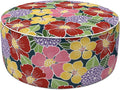 LVTXIII Inflatable Stool Ottoman Footrest with Handle, Decorative Fade-Resistant Foot Stool, Indoor or Outdoor Pouf for Home Garden and Camping Use, D21 x W 21 x H9, Flower Bloom