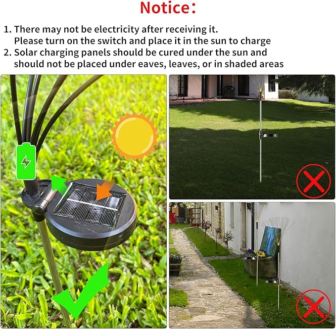 JJGoo Solar Firework Lights, 4 Pack 120 LEDs 2 Lighting Modes Solar Garden Lights Outdoor Waterproof for Yard Patio Walkway Pathway Party Wedding Christmas Decorative - White