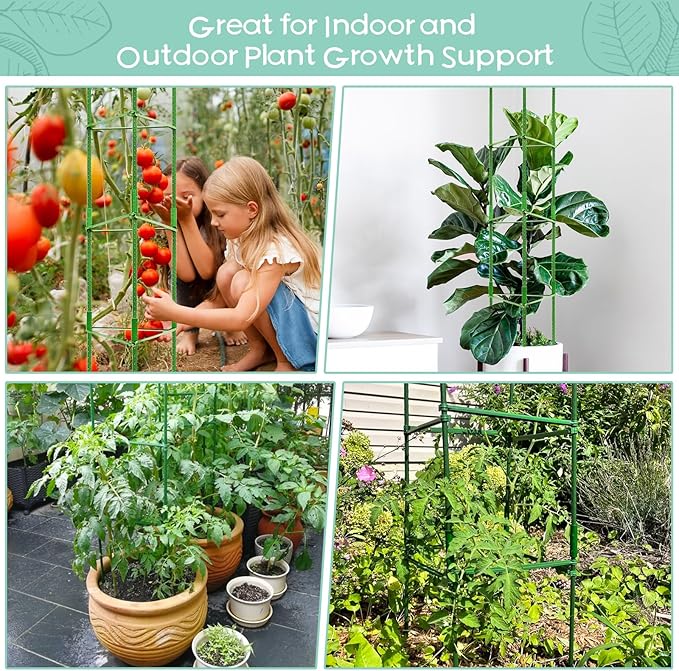 Legigo 2-Pack Tomato Cage for Garden Plant Support- Up to 63inch Garden Stakes Tomato Cage, Tomato Trellis for Potted Plants, Tomato Cages Plant Stakes for Climbing Vegetables Plants Flowers