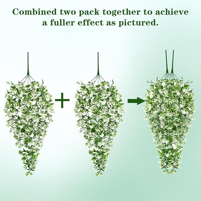 Waipfaru 4pcs Fake Hanging Plants, Artificial Hanging Flowers Faux Ivy Pothos Vines Greenery for Wall Home Bedroom Living Room Aesthetic Kitchen Office Aesthetic Kitchen Indoor Outdoor Decor