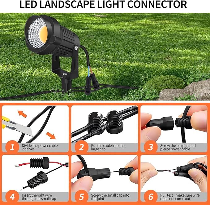 12W LED Landscape Lights Low Voltage, 3000K Warm White 12V AC/DC Waterproof Outdoor Spotlights, IP65 Garden Pathway Lights with 8 Spike Stands for Tree Garden Yard Pathway (8 Pack)