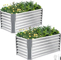 4x2x2ft (2 Pack) Raised Garden Bed - Galvanized Deep Root Planter Boxes Outdoor with Wing Nuts and Safety Edges for Gardening Vegetables, Flowers, Herbs, Succulents - Silver