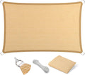 Eden's Decor Straight Flat-Edged Sun Shade Sail Rectangular 4' x 14' Beige UV-Blocking Outdoor Canopy Fabric Cloth Awning for Pergola Patio Garden Backyard Custom Size