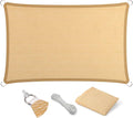 Eden's Decor Straight Flat-Edged Sun Shade Sail Rectangular 12' x 19' Beige UV-Blocking Outdoor Canopy Fabric Cloth Awning for Pergola Patio Garden Backyard Custom Size