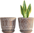 Gepege 6 Inch Ceramic Planter, Plant Pot with Drainage Holes and Saucers for Indoor Plants, Birthday for Women Mom