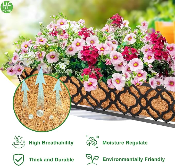 HFHOME 2Pcs 30" Trough Coco Fiber Replacement Liner, Natural 30 inches Window Deck Coco Replacement Liner for Window Box