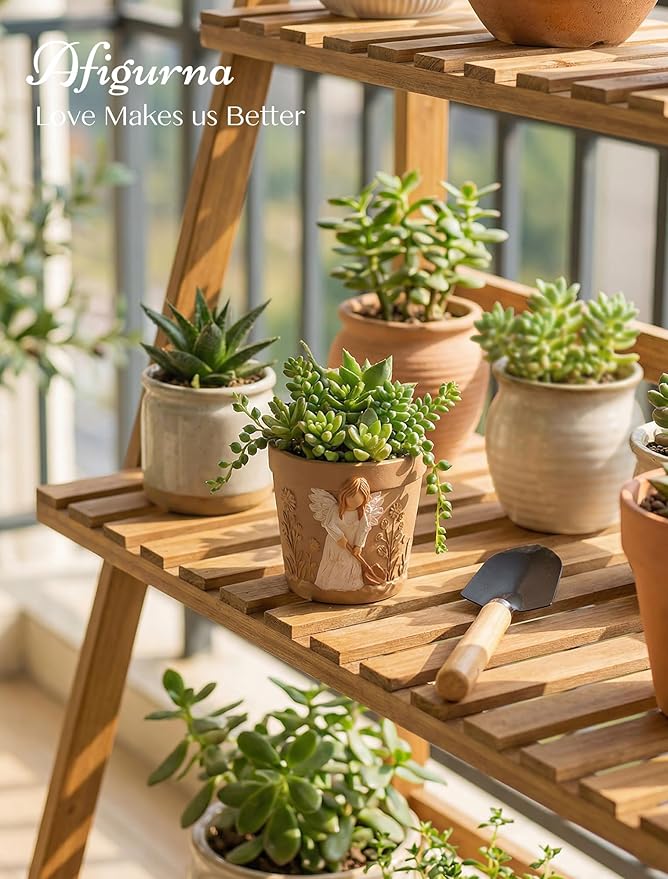 Gardening Gifts for Women: Hand-Painted 3D Art Planter for Plant Lover - Angel Planter Gift for Gardener - Cute Succulents Plant Pot Garden Gift for Master Avid Gardener Grandma Mom Christmas