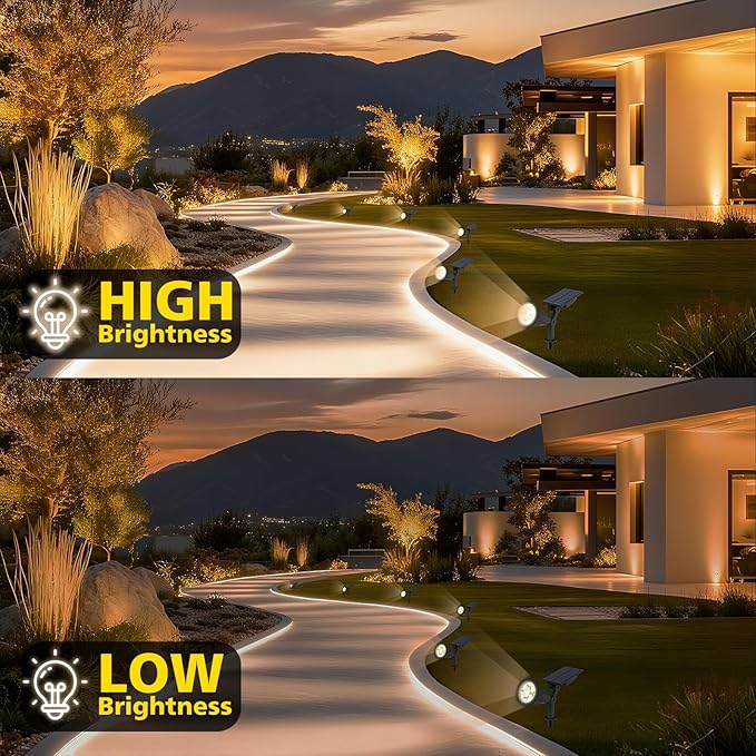 T-SUN Solar Spotlights, Christmas Solar Lights Outdoor, Auto-ON/Off 180°Angle Adjustable Solar Lights for Tree, Patio, Yard, Garden, Driveway, Pool Area (Natural White-2Pack)