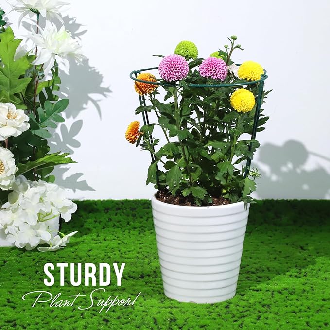 LEOBRO Plant Support Stakes, 4 PCS Plant Stakes, Plant Support, Peony Cages and Supports, Garden Stakes, Plant Stakes for Indoor Outdoor Plants, Hydrangea Support Cage, 10" W x 15.8" H