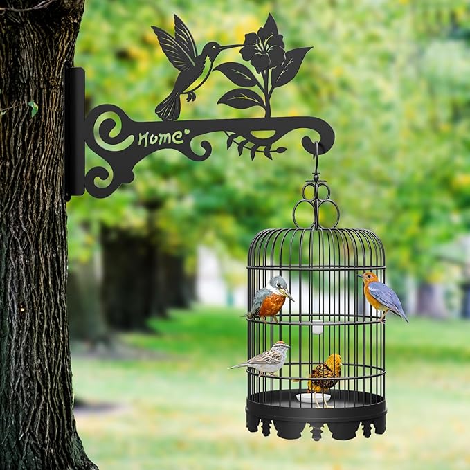 Metal Plant Hooks (2-Pack) - Decorative Wall Hangers with Bird Design for Indoor & Outdoor Use - Hanging Brackets for Plants, Flower Baskets, Bird Feeders, Lanterns - Patio, Garden, Home Decor