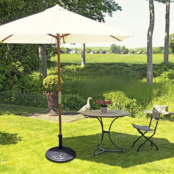 Giantex 43lbs Patio Market Umbrella Base, Heavy Duty Outdoor Stand, Cast Iron Umbrella Holder for Garden Beach, Classic Round Umbrella Standing Deck Porch
