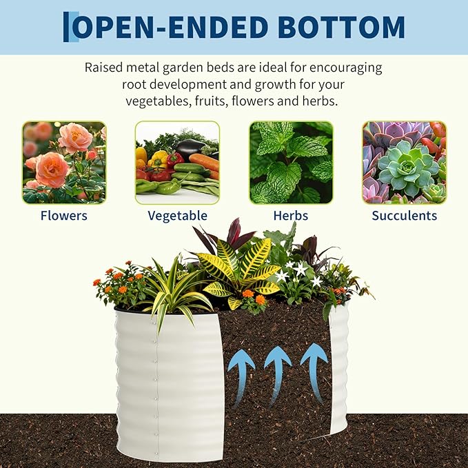 Garvee Galvanized Raised Garden Bed Outdoor, 4x2x2 ft Metal Planter Box for Flowers Vegetables, Rust-Resistant Raised Garden Beds for Gardening, Easy Assembly Outdoor Garden Box & Planters, Beige